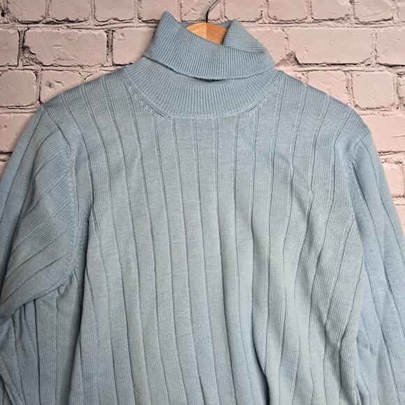 Vintage Talbots Deadstock 100% Italian Merino Wool Baby Blue Knit Sweater New XL - Picture 3 of 10